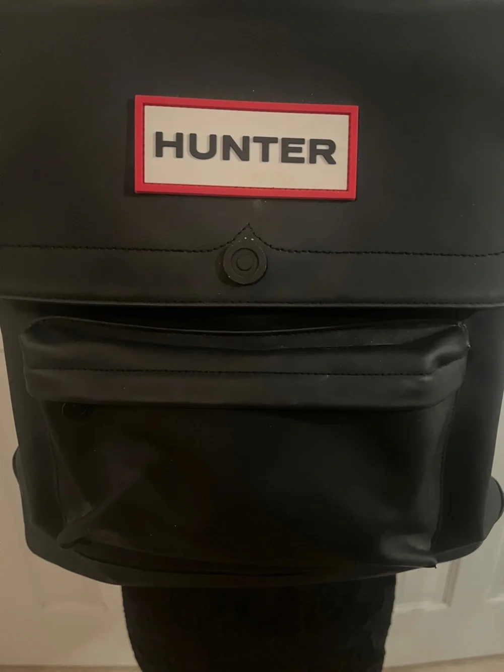Hunter Black Backpack with Red-Trim Logo